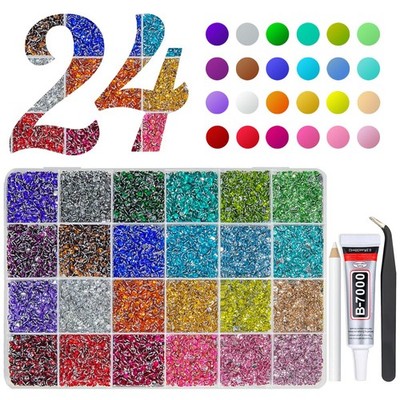 qiipii 24000PCS 24 Color 3mm Crystal Resin 3mm, Rhinestones 