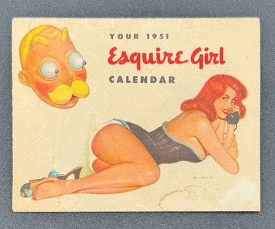 Vintage 1951 Esquire Girl Pocket Calendar Al Moore Pin Up Fold Out Complete
