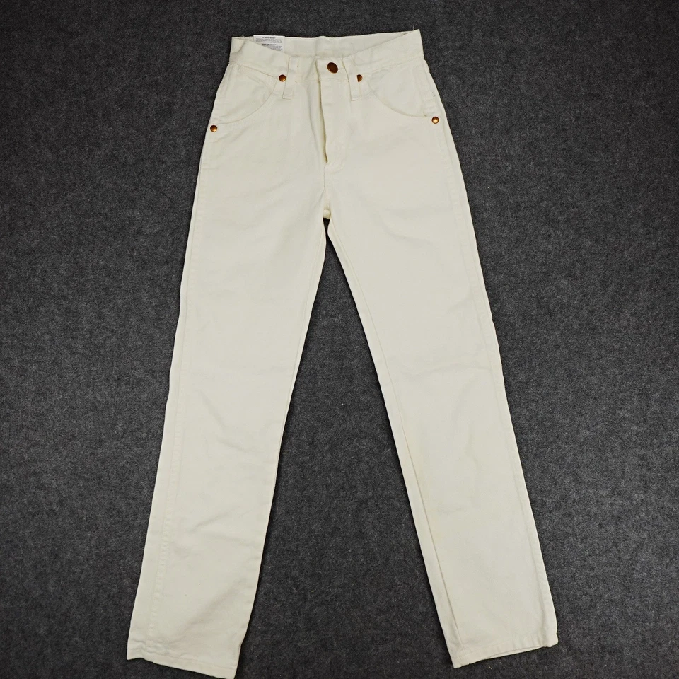 Pantalones de mezclilla Wrangler clásicos 10 ajustados para niños niñas beige crema algodón nuevos Foto 4 de 4
