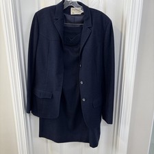 Vintage Pendleton Western Size 12/10 100 Wool Dark Navy Blue Skirt Jacket Set
