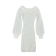 Fashion Nova Fuzzy Long Sleeve Dress Ivory — Size XS
