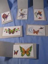 6-Different Design Butterfly Temporary Tattoos 2005/2006 in 3" x 4.5" Card Stock