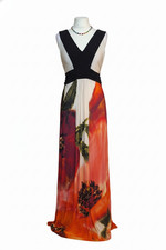 Phase Eight cream/red floral long Dress  UK14 – Wedding / Party / Evening