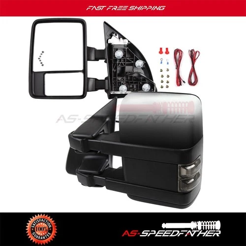 Power Heated Chrome Signal Clearance Arrow Lamp For 99-07 Ford F250 Pair Mirrors
