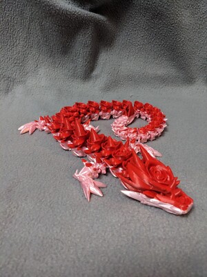 Rosendrache, 3D bedruckter Gelenkdrache, Valentinsgeschenk, Aschenputtel 3D
