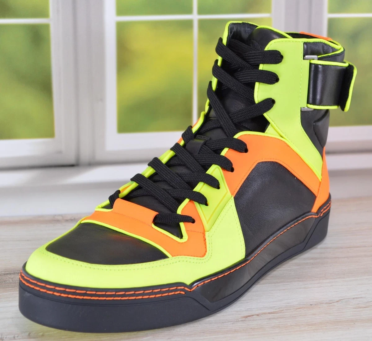 portugisisk Fjernelse Waterfront NEW Gucci Men&#039;s 386738 Neon Colorblock Leather High Top Sneakers Shoes  13.5 U.S. | eBay