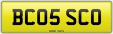 SCO Scott Scotts Scot Scotland Because SCO number plate UK private reg BC05 SCO