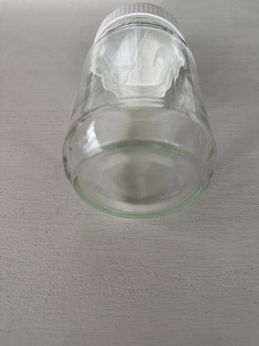 Vintage Borden Cremora Small Clear Glass Jar W/ White Easy Pour Spout Lid Used - Picture 2 of 4