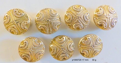 Set mit 7 Knöpfen 17 mm Metall vergoldet (schwer 28 g das Set)