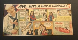 1950’s Colgate Ribbon Dental Cream Give A Guy A Chance Comic Newspaper Ad 2D21