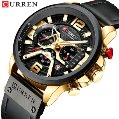 CURREN Men Watch Military Sport Wristwatch Brand Male Leather