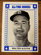 WALTER ALSTON 1980' TCMA ALL TIME DODGERS CARD # 12  BLACK BACK   DODGERS LEGEND