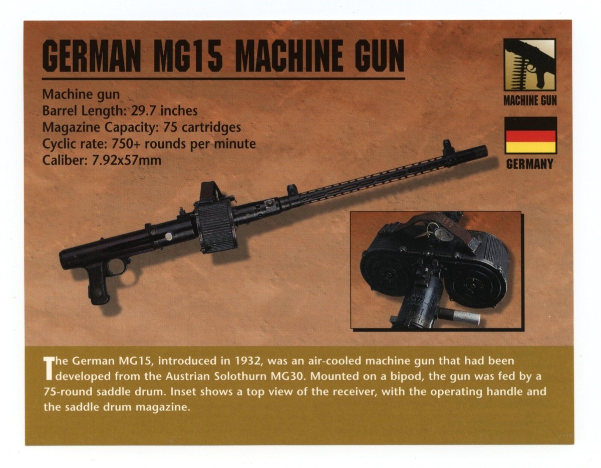 German MG15 Machine Gun Atlas Classic Firearms Card | eBay