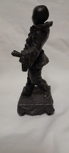 Émile Bruchon Bronze Clown/Pagliacco statue French, Harlequin / Pierrot - Foto 5 di 10