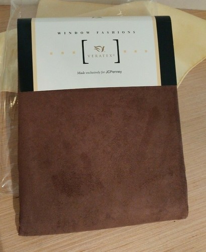 JC Penney VERATEX Brown Manhattan Grommet Curtain Panels 42 x 96 Faux Suede NEW - Picture 2 of 8