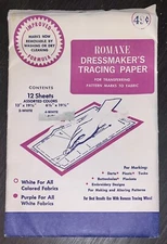 Vintage ROMAXE Dressmaker's Tracing Paper 12 Sheets Asst. Colors ~ NEW SEALED