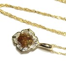 New 14k yellow gold 1.58ct yellow brown diamond Halo pendant necklace 2.9g 16" — photo 6