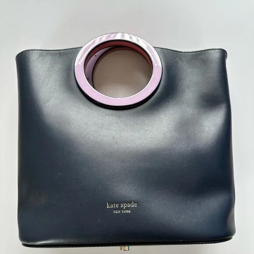 Borsa Kate Spade VINTAGE Colorblock BUCKET NAVY LAVANDA BIANCO BLU MANICO CERCHIO - Foto 11 di 12