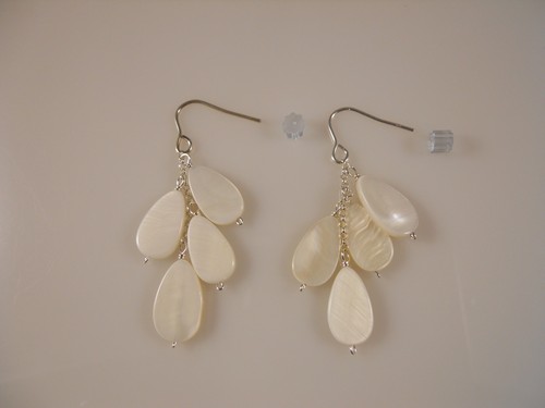 Sterling Silver, White Pear Shape Mother Of Pearl Earrings