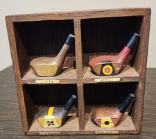 Russ Berrie Co Golf Wood Heads History Shadow Box Resin