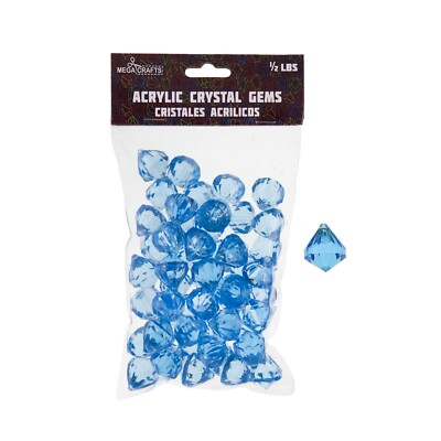 Mega Crafts - 1/2 Pound Acrylic Decorative Gemstones - Blue