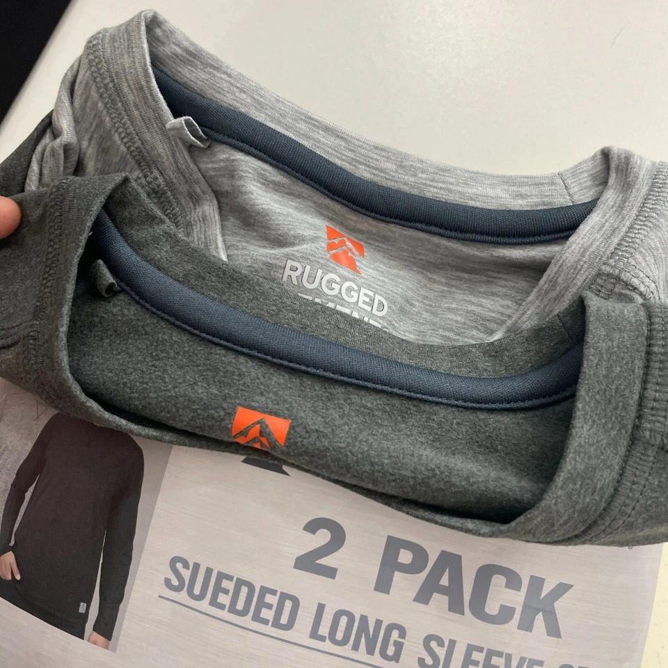 NUEVO Paquete de 2 Rugged Elements para hombre de gamuza manga larga Crew pequeño negro y gris Foto 3 de 4