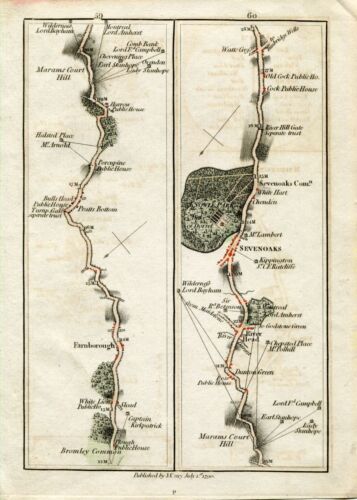 1790 Cary Map 59/60 Farnborough, Dunton Green, Riverhead, Sevenoaks, Knole Park - Picture 1 of 1