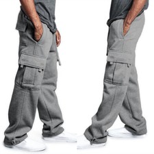 Men Loose Sport Trousers Casual Joggers Gym Pants Sweatpants Cargo With Pockets  