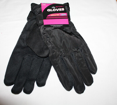 Women Black Winter Gloves Lined  Anti-slip  Water Resistant  Adjustable Wrist