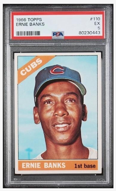VINTAGE 1966 Topps ERNIE BANKS # 110 --▶HOF !!!◀--"Mr. Cub" - PSA 5