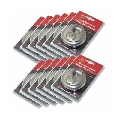 24 Pack Wholesale Lot DISC PADLOCK 80mm Steel Armor Storage Trailer Round loc...