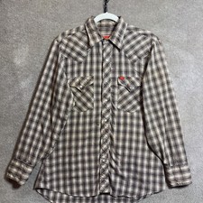 Vintage Ely Plains Western Shirt Mens 16-33 Brown Plaid Pearl Snap Cowboy Ranch