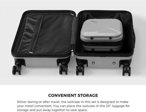 2Pcs Luggage Set with Trolley Bag Travel Suitcase Luggage Set Silver - Picture 14 of 18