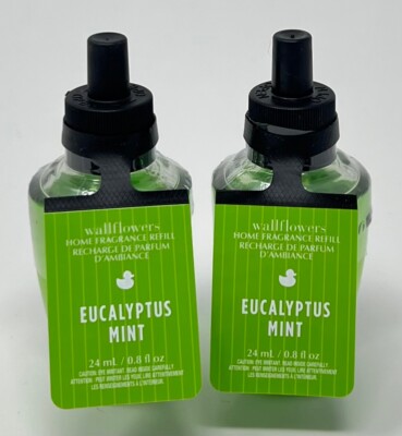 2 BATH & BODY WORKS EUCALYPTUS MINT WALLFLOWER FRAGRANCE REFILL BULB PLUG IN