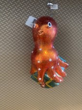 Octopus Glass Christmas Ornaments Set Of 2 - 5 Inch 2553890 New