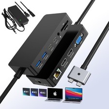 12-in-2 Docking Station MacBook Pro Triple Display Dual HDMI VGA wi... Fast Ship