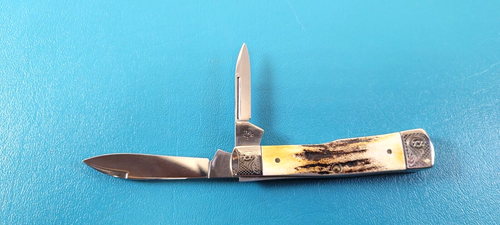CASE XX 52130 C. Platts & Sons Engraved Stag Knife Folding Pocket Ltd Ed. 038