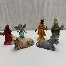 Mixed Lot of 6 / 3" - 5.5" Italy Nativity Figurines 3 Wise Men Angel Donkey Cow