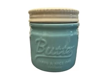 Dowan Porcelain Butter Bell Crock Turquoise Farmhouse Rustic