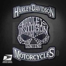 Harley Davidson Motociclo Ricamato Teschio Rocker Patch Ferro/Cucito Set 3 Pezzi