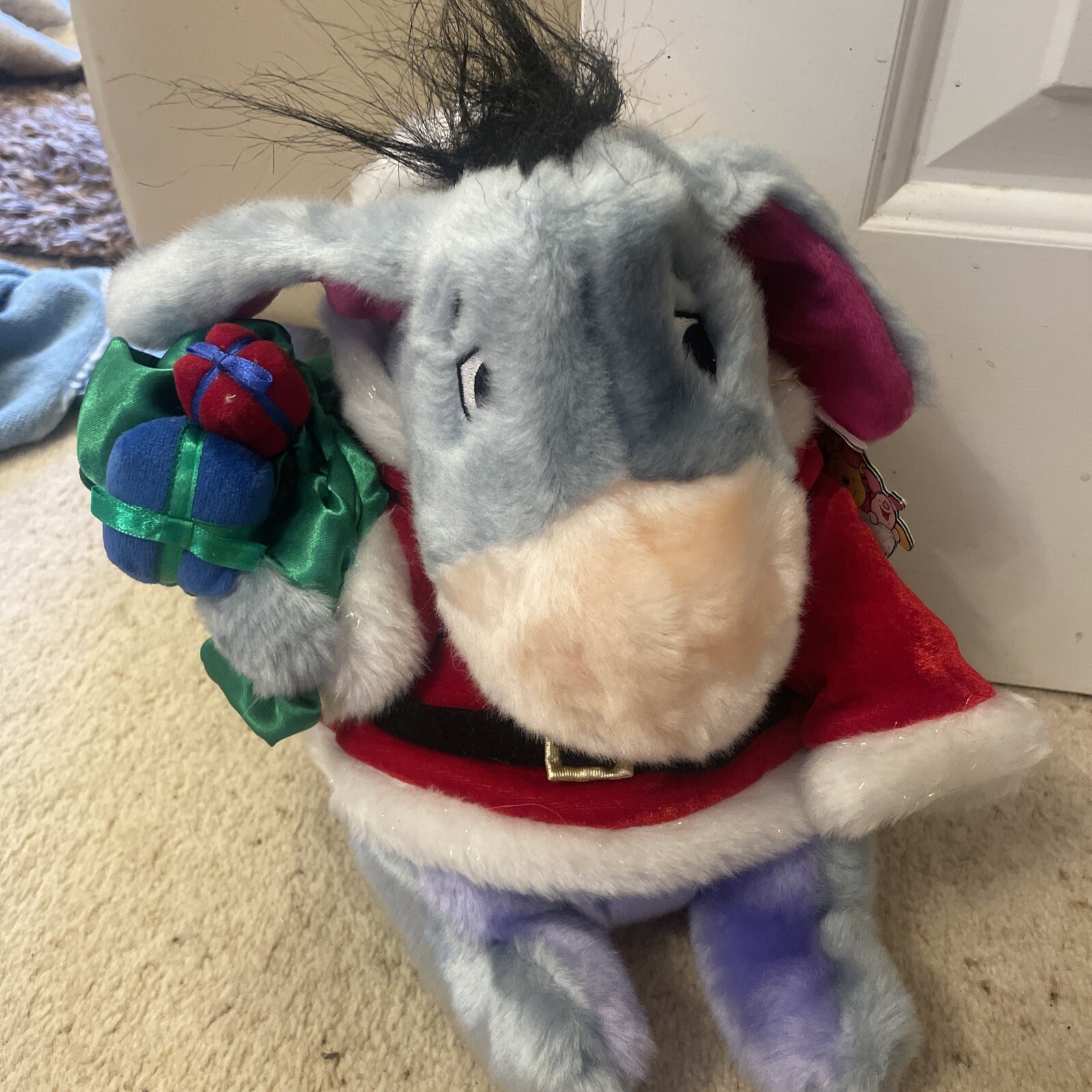 Christmas Xmas Santa Eeyore Genuine Disney Plush Cuddly Toy & present sack TAGS