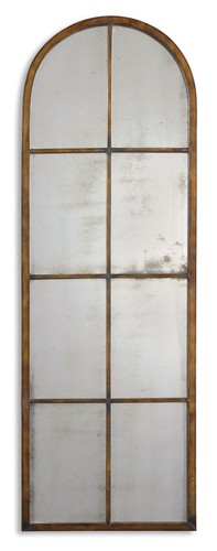 Large Slim Antiqued WINDOW Arch MIRROR Wall Leaner Horchow Neiman Marcus - Picture 2 of 2