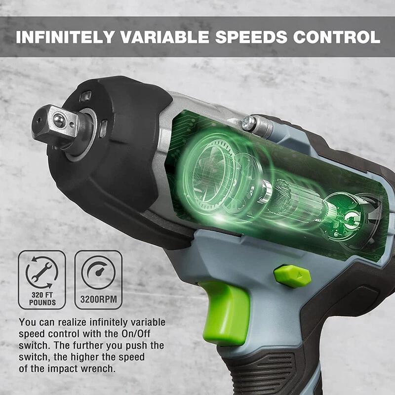 WORKPRO 20V Cordless Impact Wrench/with 4Piece Drive Impact Socket 2.0Ah Battery - Image 3 of 4