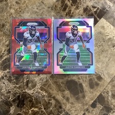 2X Justin Simmons 2021 Prizm Red Cracked Ice & Silver Broncos B-20
