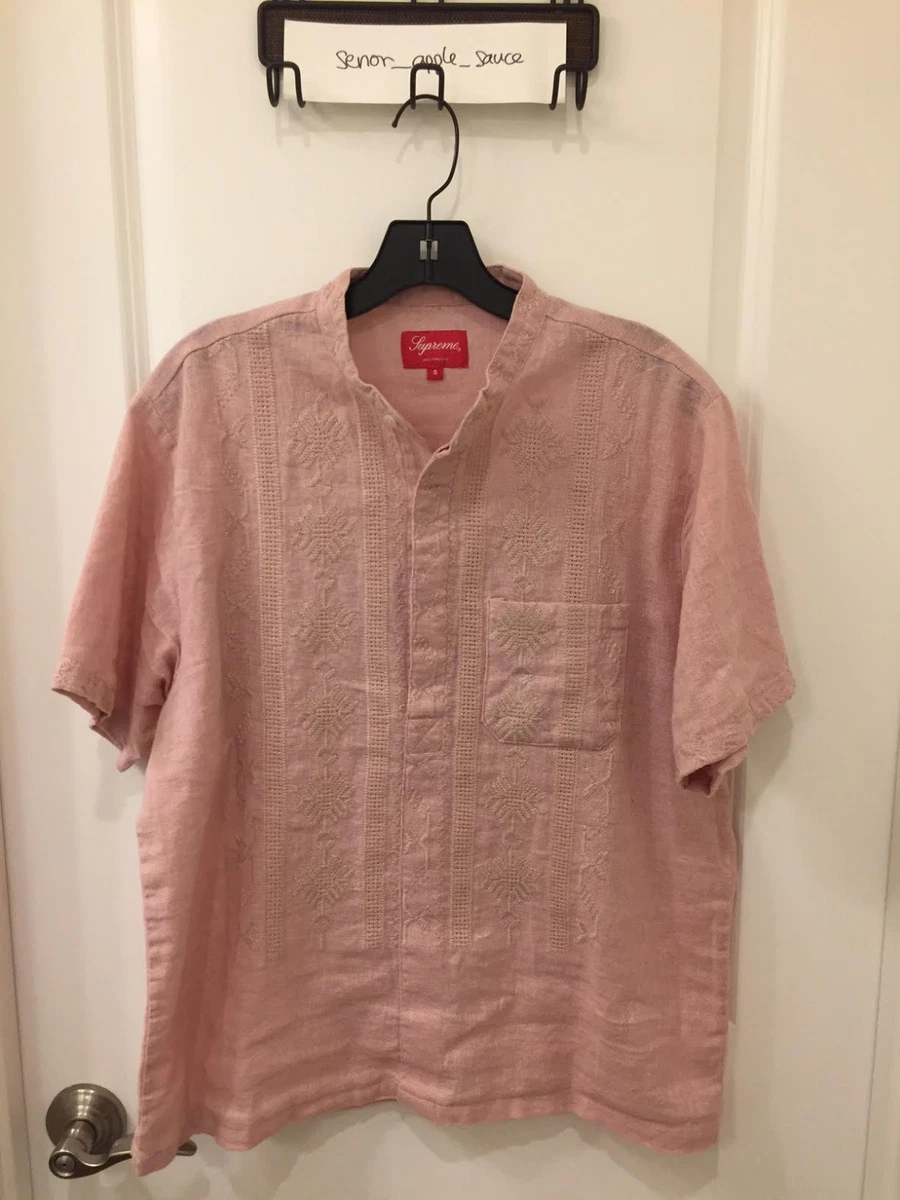 Supreme Embroidered Band Collar S/S Shirt | Dusty Pink | Small