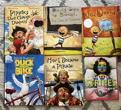 Stop David NO, DAVID! DAVID SHANNON BOOK LOT OF 6 HD DAVID, PIRATES, DUCK, STRIPES ...