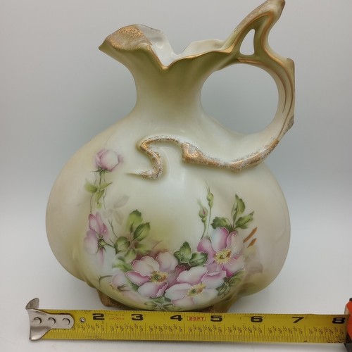 Nippon Japanese Pitcher/Ewer Porcelain Hand Painted Pink Flowers Ex Cond READ - Picture 11 of 14