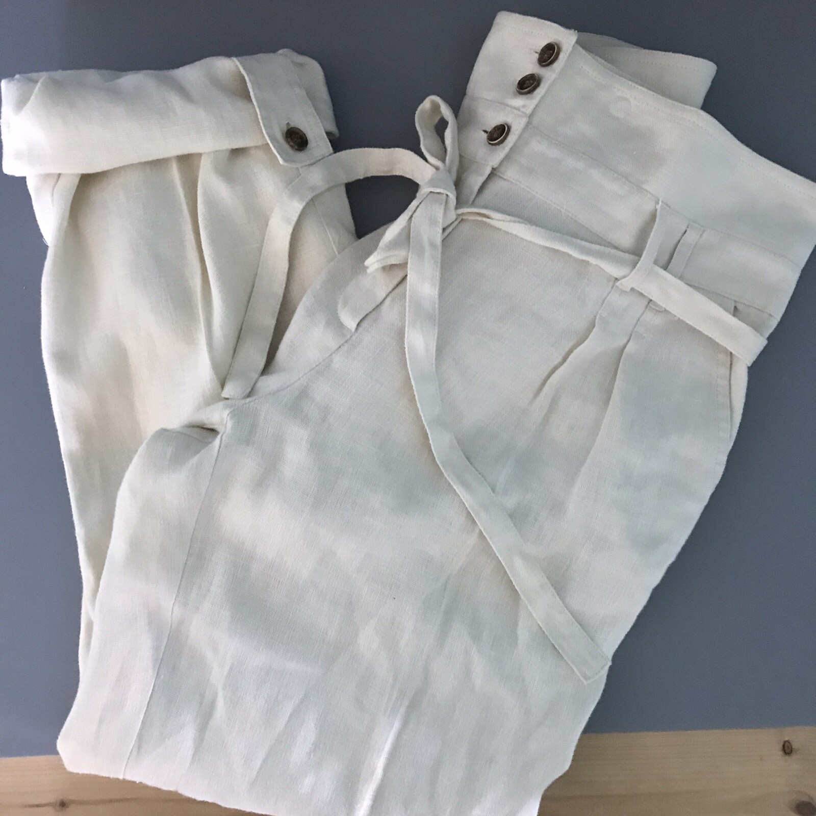Calvin Klein Linen Cargo Twill Roll Tab Baggy Trouser Pant 8 Beachy 31x33 Rare image 6