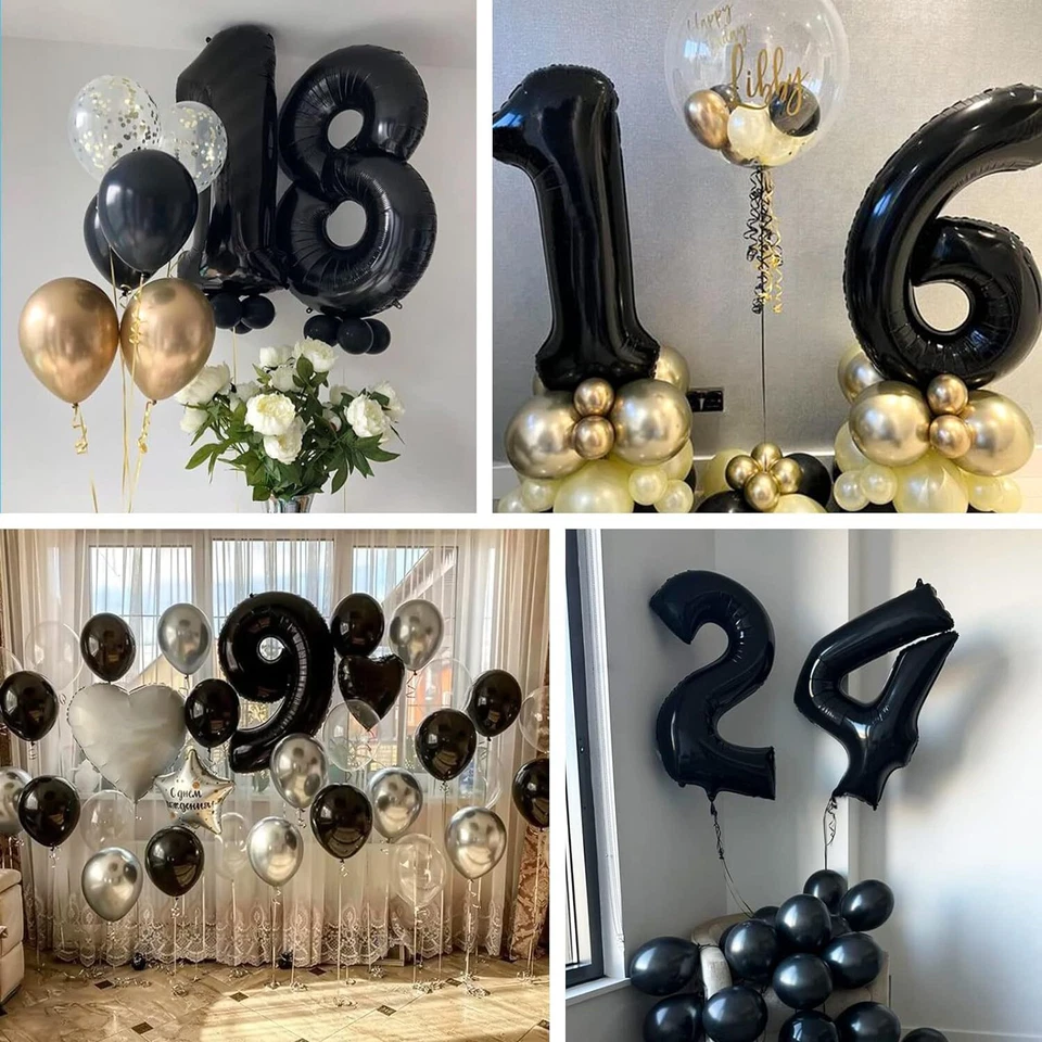 GLOBOS DE ALUMINIO NÚMERO 16"" Edad Cumpleaños Autoinflables AIRE Boda Fiesta Decoración Reino Unido Foto 3 de 4