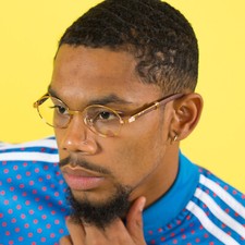 Men Vintage Retro Eyewear Hip Hop Clear Lens Oval Wood Gold Frame Glasses